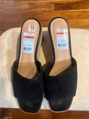 Sun & Stone Black Wedge Slide Sandals Women’s Size 10